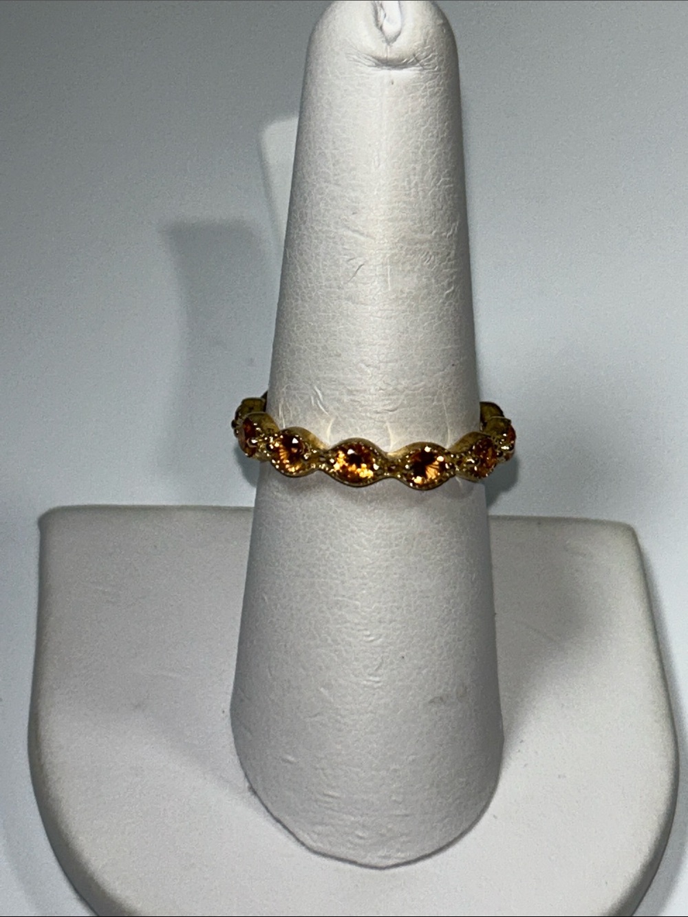 NWT Gold Plated Sterling Silver Genuine Citrine Gemstone Eternity Band